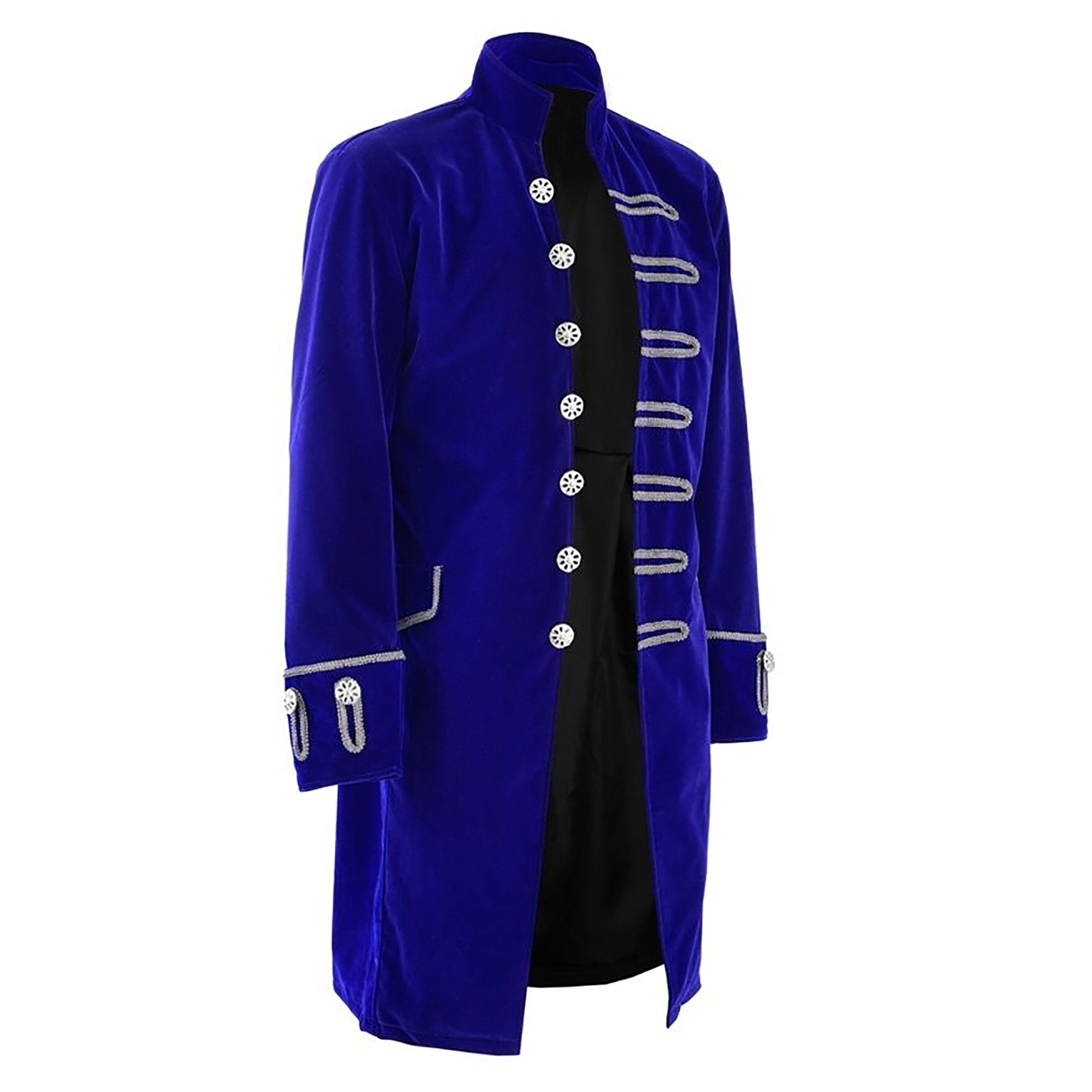 Handmade Renaissance Men's Velvet Goth Steampunk Victorian Coat Blue