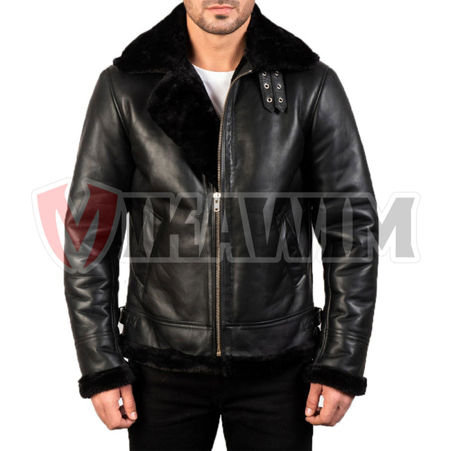 Men's B3 Bomber Leather Jacket Black