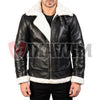 Men's B3 Bomber Leather Jacket Black White