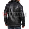 Men's Black Fur Collar Bomber Leather Jacket