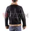 Men's Brown Fur Collar Bomber Leather Jacket