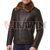 Men's Brown Ginger Aviator Bomber Cross Zipper Leather Jacket