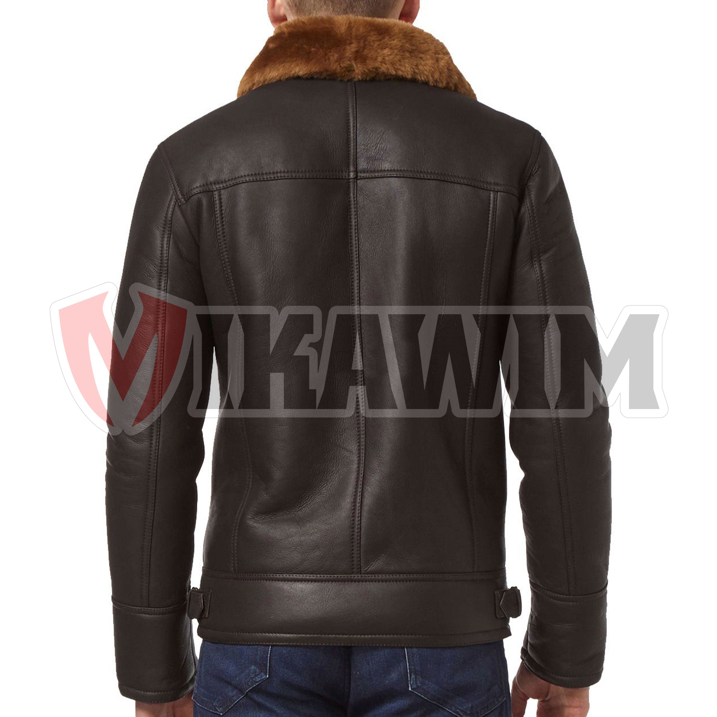 Men's Brown Ginger Aviator Bomber Cross Zipper Leather Jacket