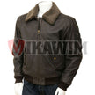 Men's Detachable Collar Aviator Leather Jacket