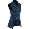 Men's Double Breasted Blue GOVERNOR Vest Waistcoat Brocade Gothic Steampunk Jacket