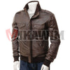 Men's Epaulettes Shoulder Stylish Bomber Leather Jacket