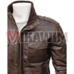 Men's Epaulettes Shoulder Stylish Bomber Leather Jacket