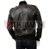 Men's Epaulettes Shoulder Stylish Bomber Black Leather Jacket