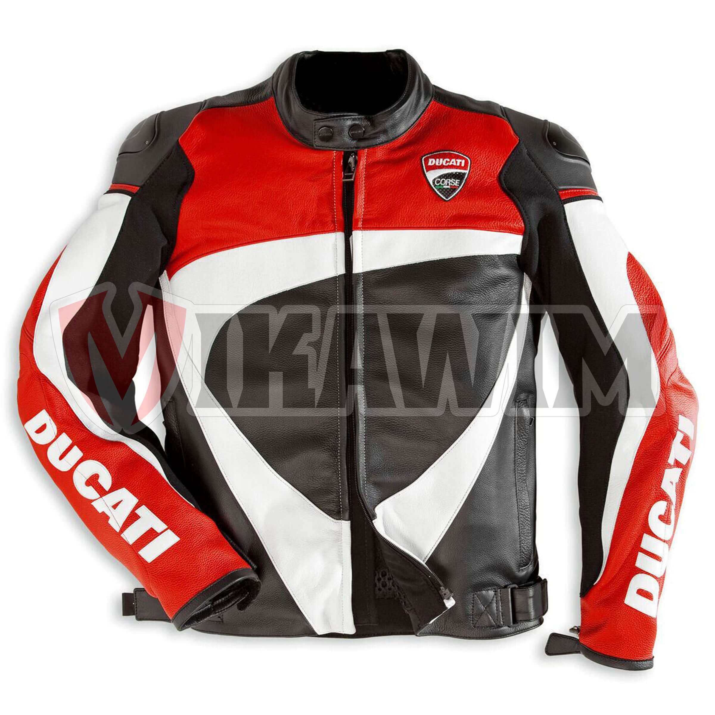 Ducati White Red Motorbike Racing Leather Jacket