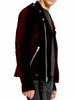 Gothic Motor Bike Maroon Velvet Motorbike Jacket Punk Fetish EMO Biker Jacket