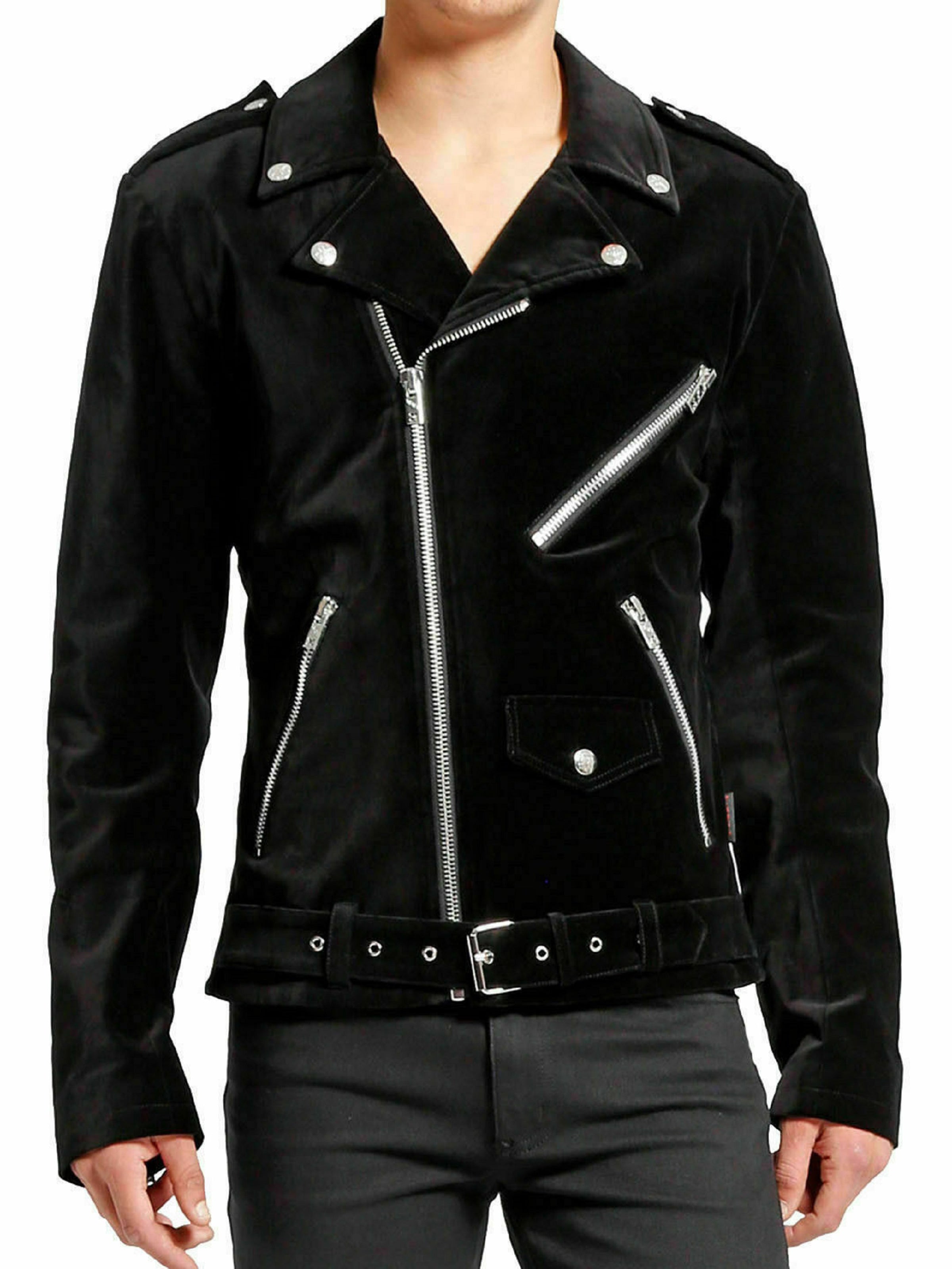 Gothic Motorbike Black Velvet Jacket