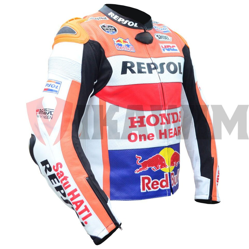 Marc Marquez Repsol Men's Motorbike Racing Leather Jacket