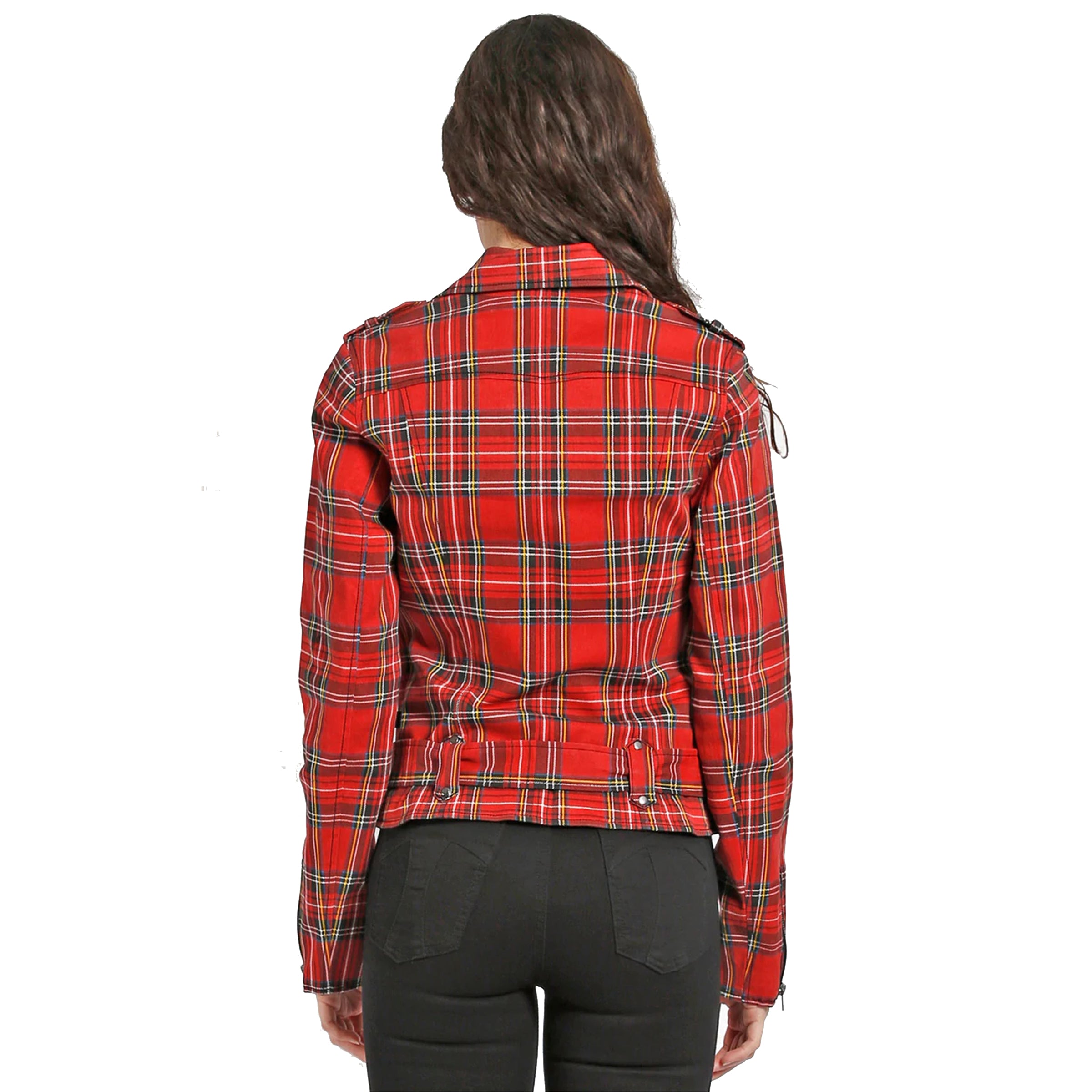 Women Wild Child Moto Red Tartan Jacket